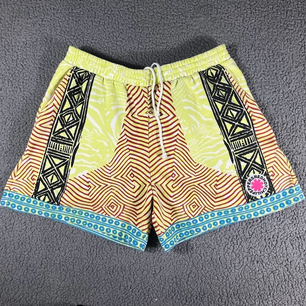 Red Hot Chili Peppers Unlimited Love World Tour Fleece Shorts Yellow XL Graphic